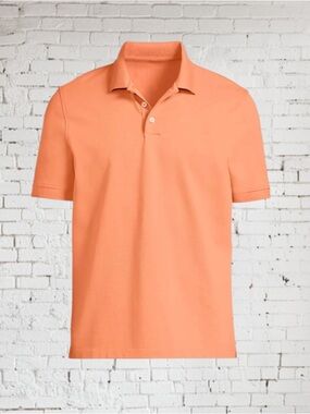 Kirkland Signature Men’s Orange Polo Shirt Short Sleeve Classic 100% Cotton